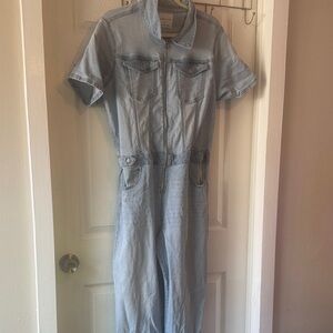 Celebrity Pink Light Blue Denim Jumpsuit